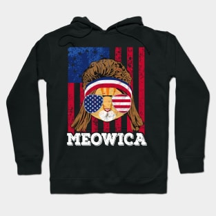 American Flag Meowica Cat 4th of July Hoodie